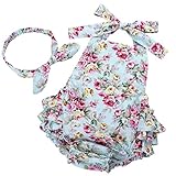PrinceSasa Baby Girl's Floral Print Ruffles Romper Summer Clothes with Headband