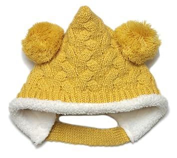 Amazon ノーブランド品 前ボタン付きもこもこエルフニット帽
