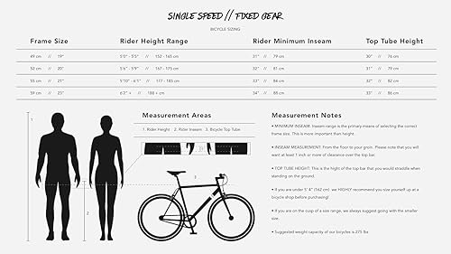 Fixed Gear Frame Size Chart Single Speed Fixed Bike Size Chart