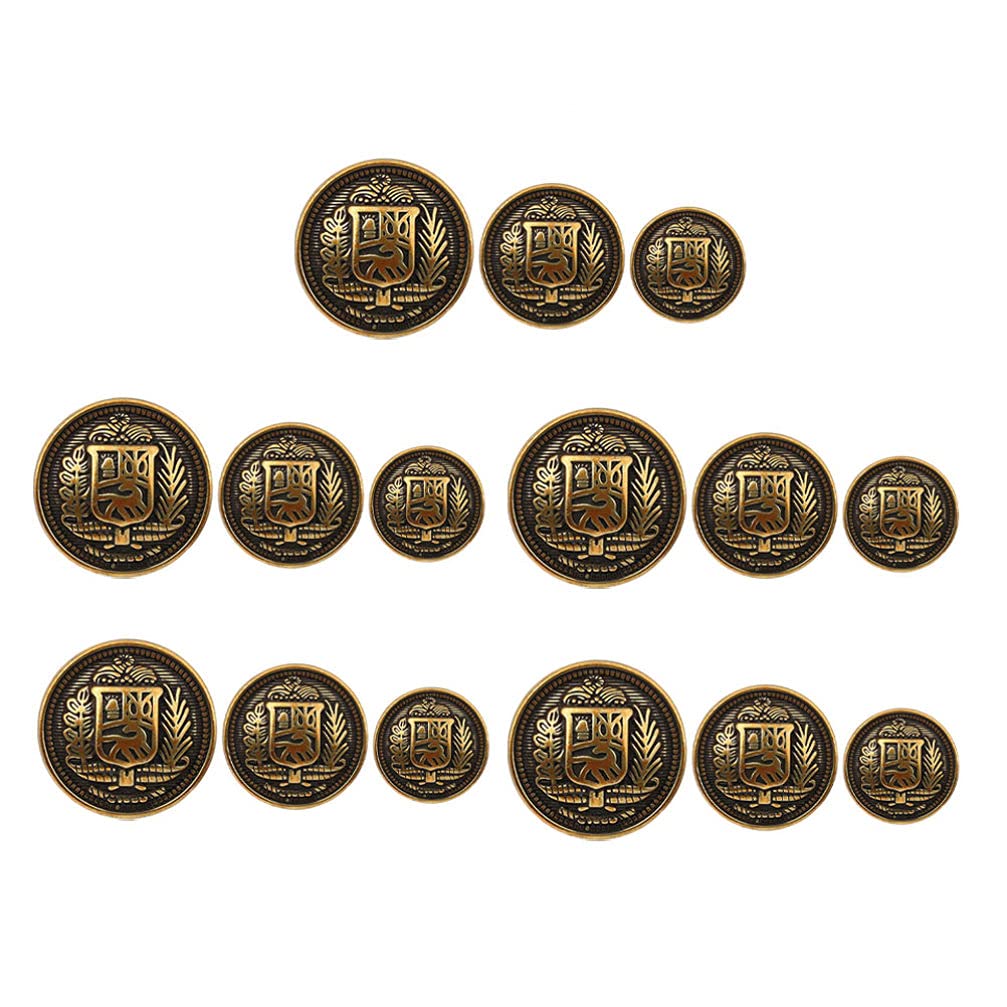 HEALLILY 30Pcs Metal Blazer Button British Style Metal Buttons Decorative Buttons for Coat Blazer Suits Uniform Jacket Black Golden, 0.5X2.5X2.5CM