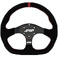 PRP Seats Off Road UTV Comp-R Flat Steering Wheel, High-Strength Aluminum with Suede Grip, 6 Point Bolt Pattern, 13" Dia x 1.5" Deep Dish (Red)