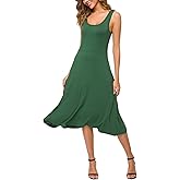 Urban CoCo Women's U-Neck Sleeveless Flared Midi Dress Summer Swing T-Shirt Dresses