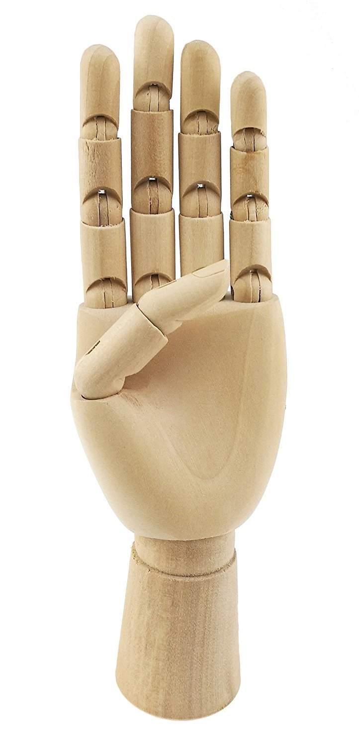 Artist Wood Hand Model Hand Manikin Adjustable Wooden Mannequin Hand Artists Sketch Drawing Art Class Model Tool Jewelry Display Stand (Left Hand)