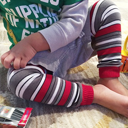 Bowbear Baby Stripes and Chevron Leg Warmers, Red Brick