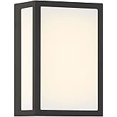 The Great Outdoors 77800-66-L Marlborough 9" Tall Outdoor Wall Sconce - Sand Coal Black with Etched White Glass