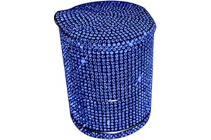 IKASUS Bling Crystal Car Ashtray Cigarettes with Blue Rhinestones Auto Vehicle Air Vent Multifunctional Ash Holder Container with Blue LED Light for Women Car Trash Can