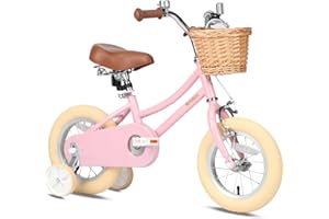 Petimini Girls Bike with Basket for 2-12 Years Old Kids, 12 14 16 18 20 Inch Bicycle with Bell Training Wheels Basket, Multiple Colors