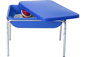 Children's Factory 18" Small Sensory Table, Sandbox with Lid, Water Table for Kids, Blue