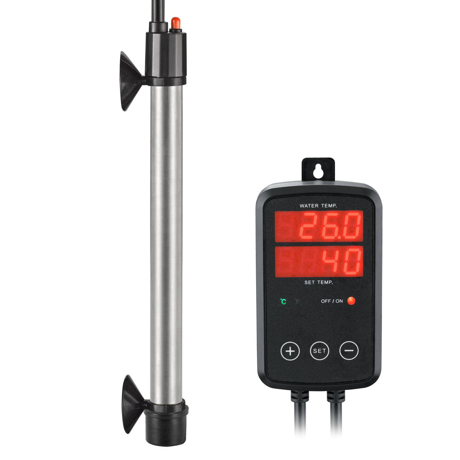 Titanium Aquarium Heater 500W, Submersible Fish Tank Heater with Digital Display Temperature Controller, 0℃-40℃ Adjustable, Fast Heating for 250l - 350l Saltwater Freshwater Fish Tank, MX-9016(500W)