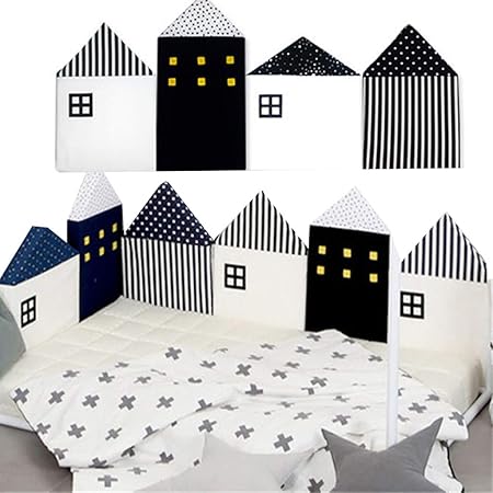 bettumrandung kinderbett?Baby Cot Bumper Wrap Around Schutz für Babys Bett mit Kopfschutz 100% hypoallergene 100% Baumwolle A