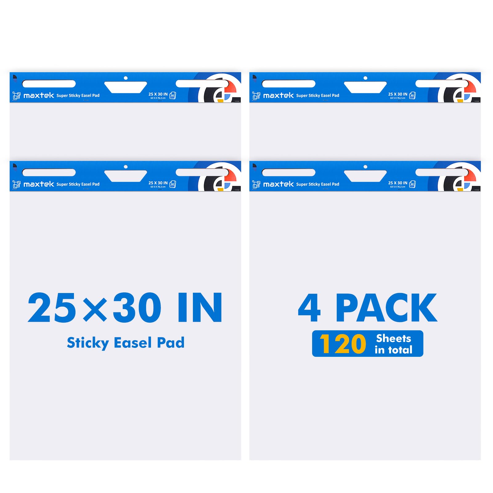 Photo 1 of **FINAL SALE, SEE NOTES**maxtek Chart Paper 25"x30", Large Sticky Easel Pad with 4 Packs, 120 Sheets, Upgraded Big Anchor Flip Chart Paper with Super Sticky Back, Self-Stick Paper for Walls & Easels