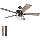 Prominence Home Abner Modern Farmhouse 52 Inch Ceiling Fan with Light, Outdoor Fan/Indoor Tri-Mount LED Ceiling Fan with 5 Bl