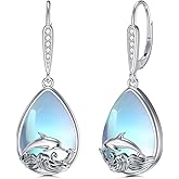 VONALA Dangle Earrings 925 Sterling Silver Opal Larimar Lapis Sapphire Turquoise Moss Agate Crystal Dangling Earrings Jewelry Gift for Women