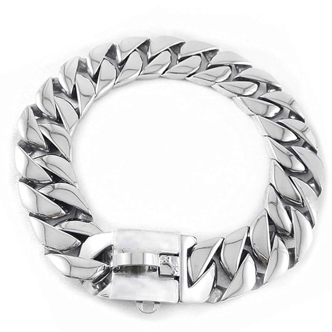 Gulunmun Würgehalsbänder Starke Kette Schlange Metallhalsband Hundehalsbänder Halskette Pet Hals Seil Silber (55 cm * 32Mm)