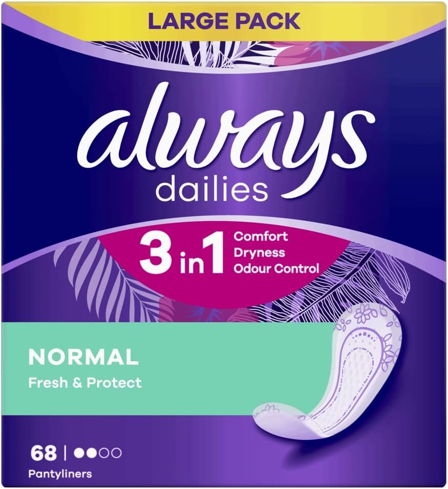 Always Dailies Panty Liners Normal Unscented 68 Pack
