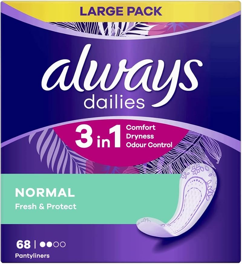 Always Dailies Panty Liners Normal Unscented 68 Pack