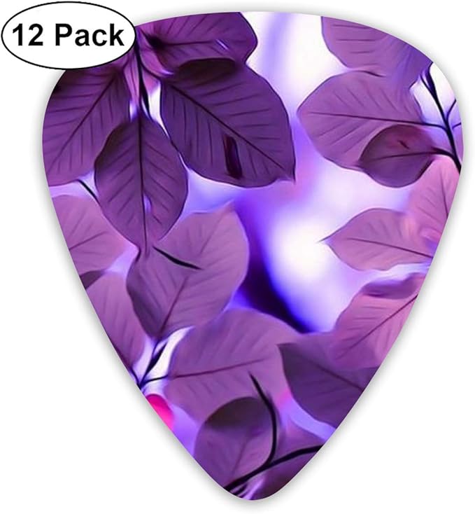 Purple Leaves 12 Pack Guitar Picks, Unique Guitar Gift For