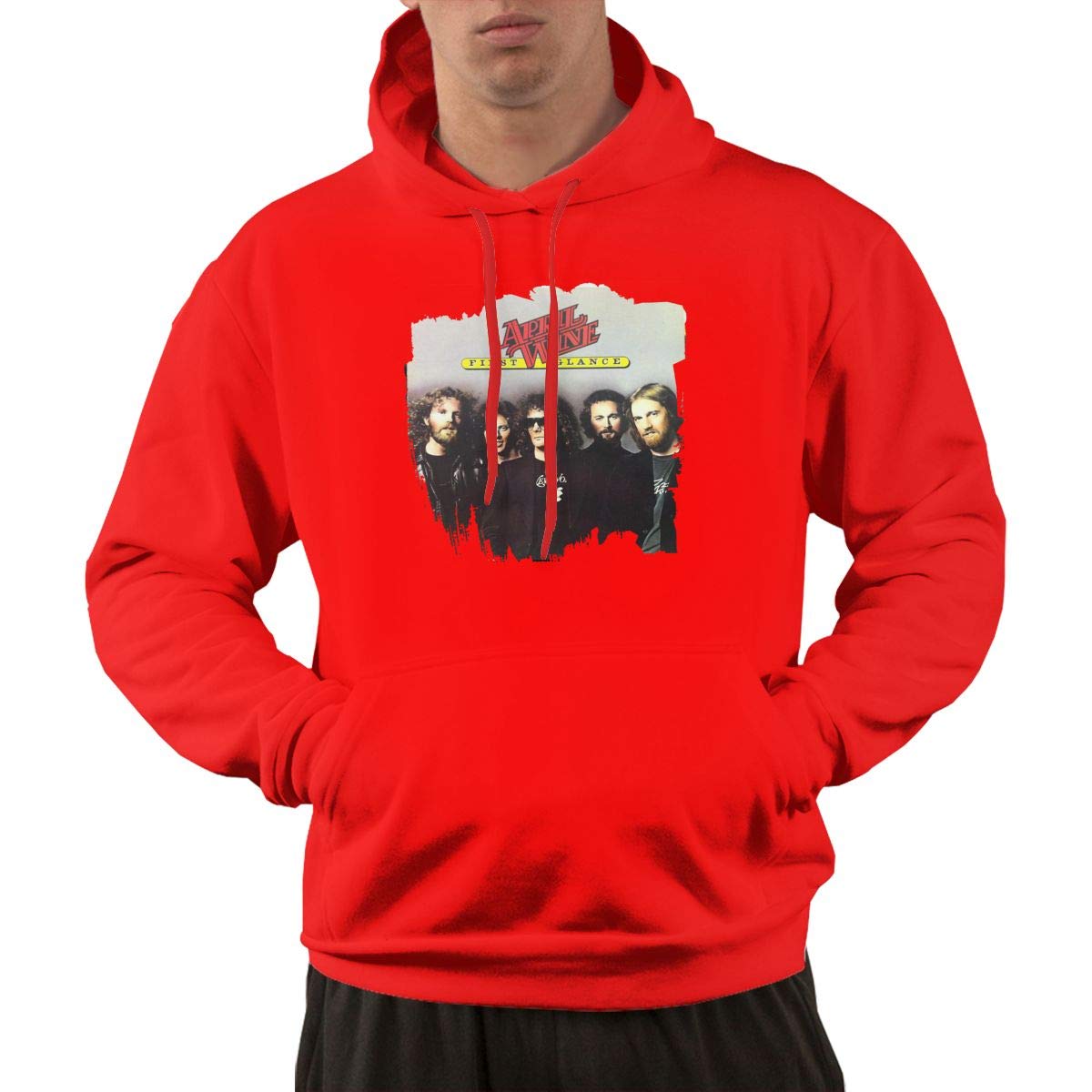  S Pullover Retro Red Print April Wine Music Band Hooded Shirts With Pocket L