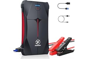 FLYLINKTECH Battery Jump Starter, 2000A Peak 12V Auto Car Battery Booster Pack(8.0L Gas Or 6.5L Diesel), Portable Power Bank with 19.6'' Safe Jumper Cable, LED Flashlight, EC5 Car Cigarette Lighter