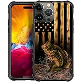 DJSOK Compatible with iPhone 15 Plus Case,Design Pattern Back Bumper Anti Scratch Reinforced Corners Soft TPU Caver,Cases for Men Women-Wood American Flag Fish