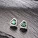 Caperci Sterling Silver Created Emerald Heart Shape Earrings Studs for Women - Valentines Day Gift to Her