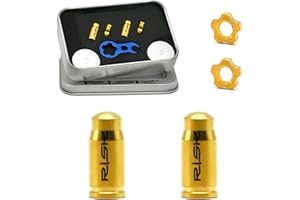 VORTIKA Presta Valve Caps Nuts Wrench Tool Set, TC4 Titanium Alloy Bike Tire Valve Cap, MTB Road Mountain Bike Bicycle Dust Caps Presta Dust Covers for Inner Tube Gas Nozzle (Golden)