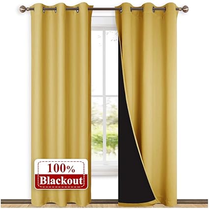 Amazon Com Nicetown 100 Blackout Window Curtain Panels Heat And