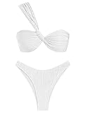 ZAFUL Women's One Shoulder Bikini Twisted Ruched