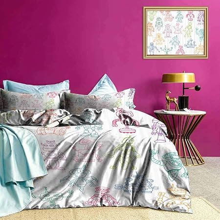 Adorise Colcha cobijas Conjunto Robots Tareas Ejecución Moderna Ligera