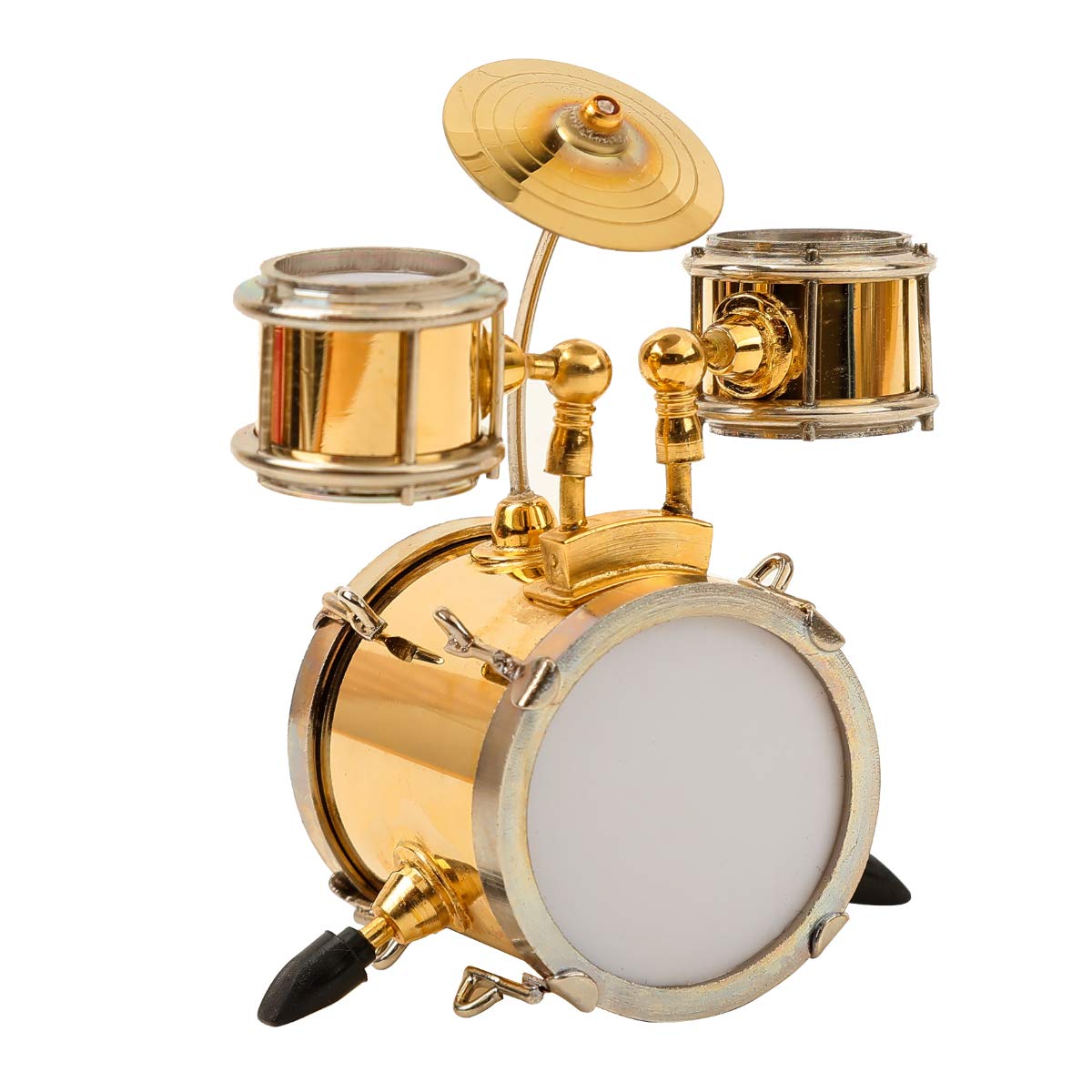Miniature Drum with Case - Gold, Mini Percussion Musical Instrument - Mini Drum - Miniature Dollhouse Model - Christmas Ornament and Gift