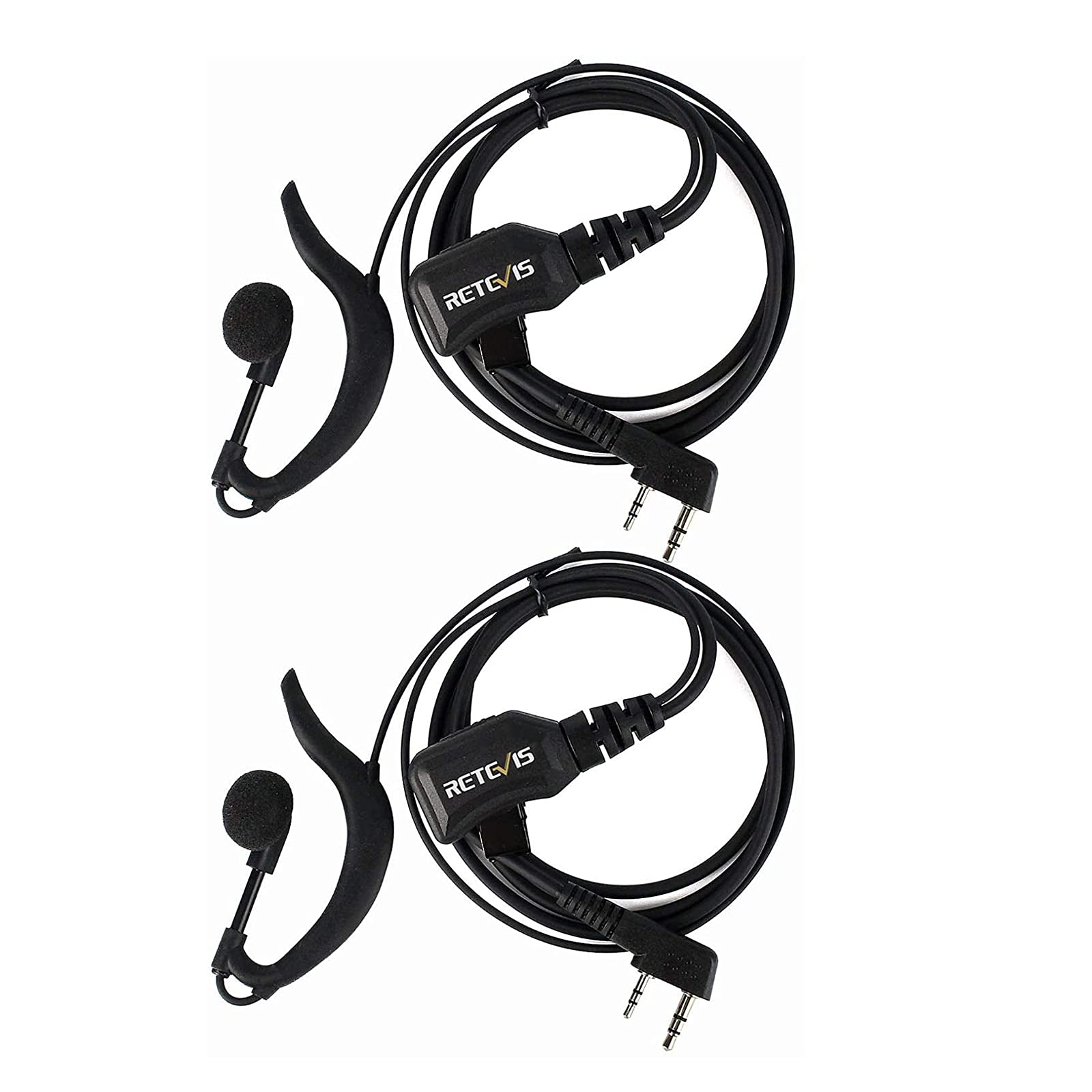 Retevis R111 Walkie Talkie Earpiece with Mic 2 Pin Radio Headset Compatible with Two Way Radio RT24 RT27 RT622 RT668 RT619 Baofeng UV-5R Kenwood eSynic G-type Walkie Talkie Earpiece (2Pcs)
