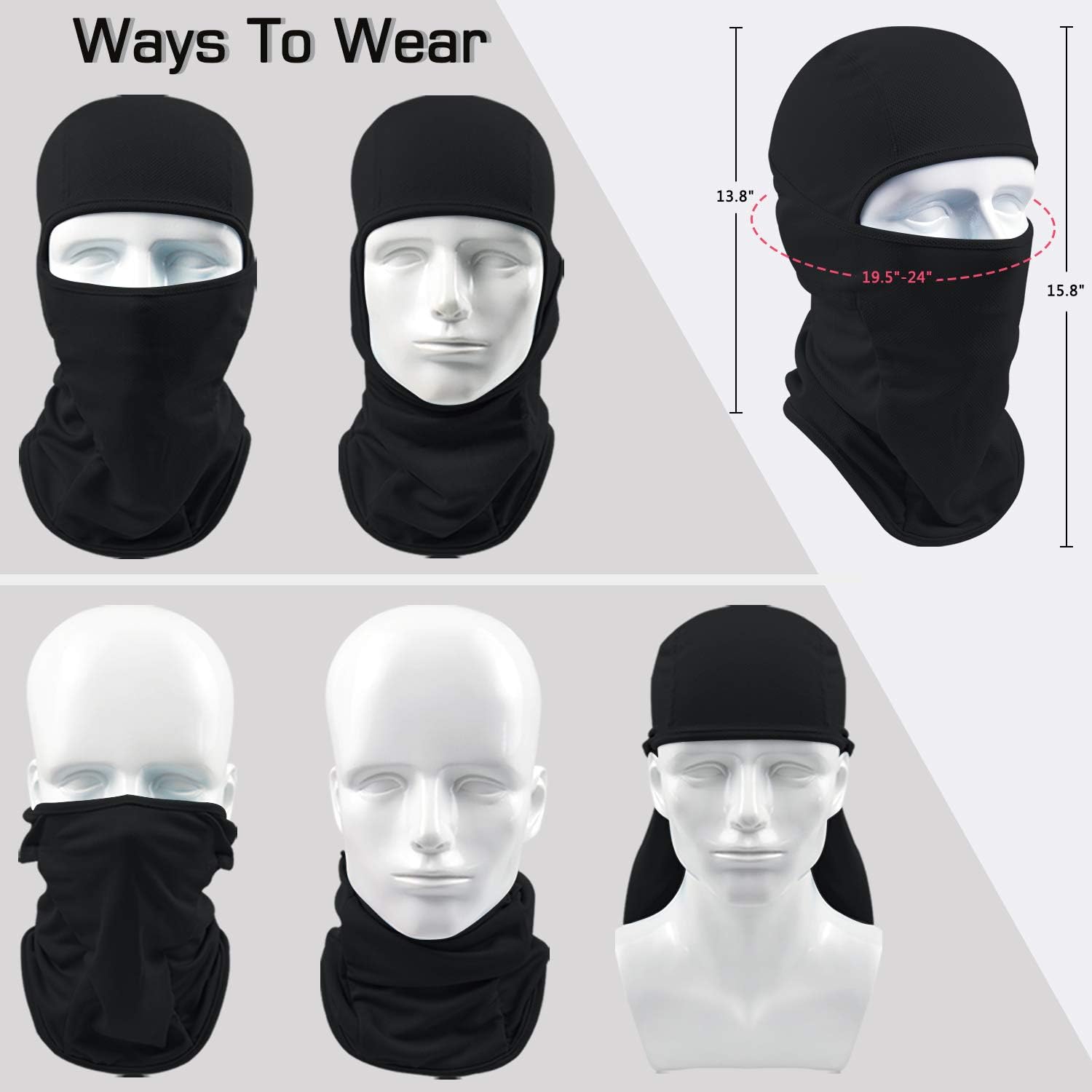 LUVNFUN Balaclava Face Mask UV Protection Sun Mask for Hot Weather Motorcycle Cycling Tactical Summer Balaclava Hood for Men Women (Black) at  Men’s Clothing store