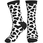 KZCNWOP Cow Print Funny Athletic Sport Novelty Crew Socks for Men Women, Cute Casual Crazy Dress Socks for Running Hiking Soccer