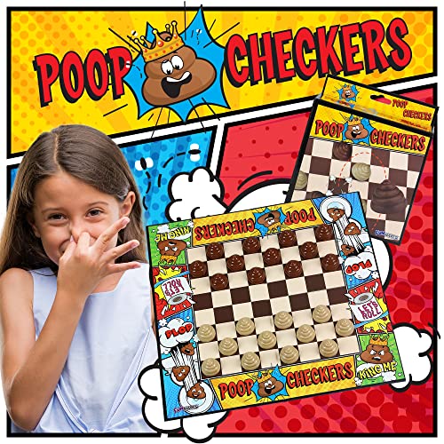Poop Checkers Game for Kids Poo Gag Gift Board Game, Funny Checkers Set