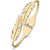 TIZURO Stainless Steel 18K Gold Silver Plated Crystal Feather Bracelets Lucky Plume Cuff Bangle Birthday Jewelry For Women Couple Friendship Charm Gifts