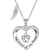 Sterling Silver Loss Miscarriage Stillborn Infant Child Loss Memorial Sympathy Pregnancy Gift Engraved Mommy of an Angel Pendant Necklace