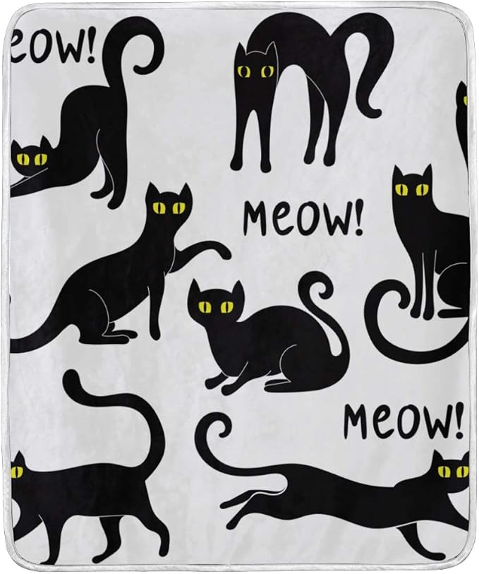 SENNSEE Meow - Manta para cama, sofá, silla, terciopelo de 127 x 152 cm