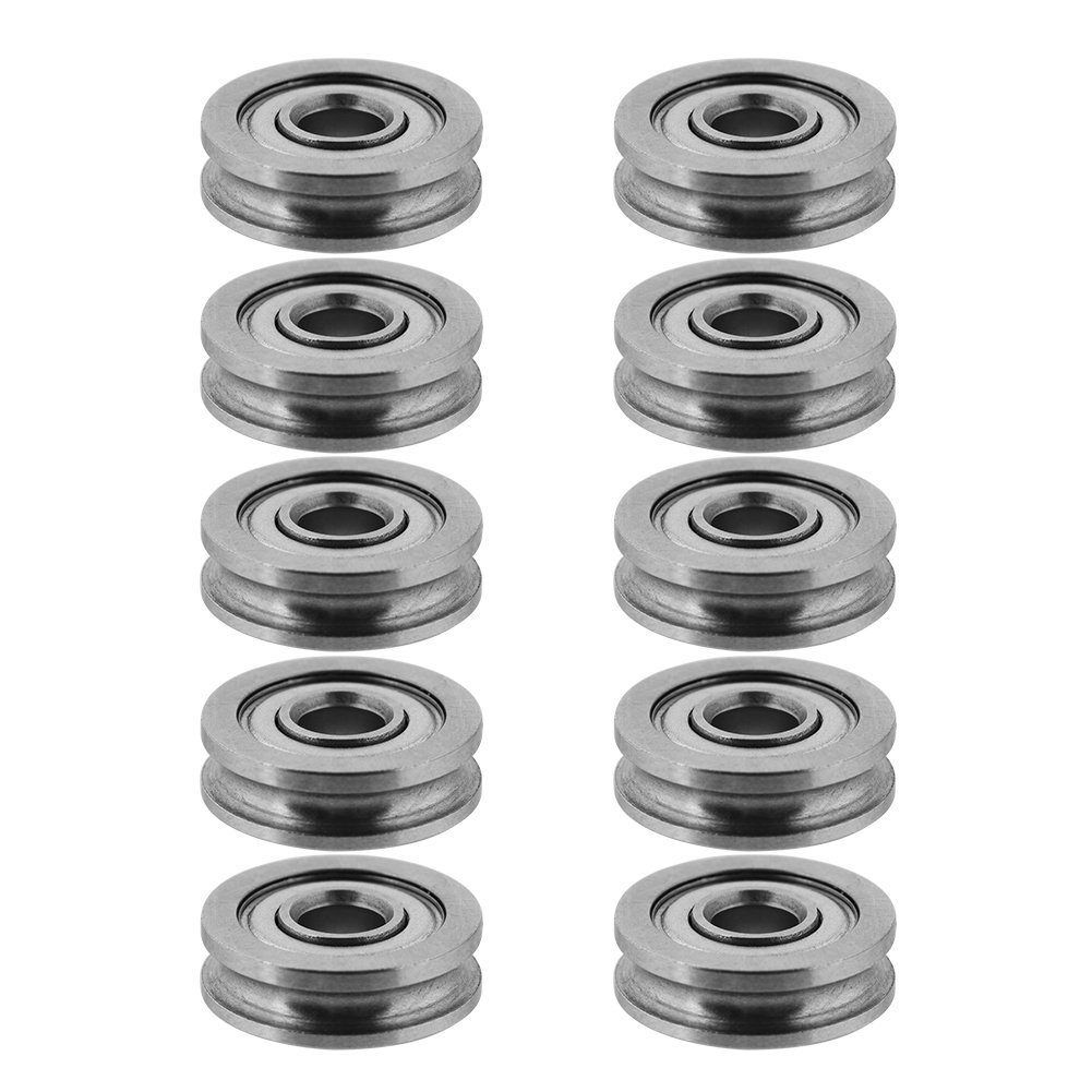10PCS 3D Printer U-Groove Wheel Pulley Bearing 4 * 13 * 4mm U-Groove Guide Pulley Rail Ball Bearing 1mm Deep Metal Silver U Groove Ball Bearings Pulley Wheels Roller Bearing for 3D printer Extruder
