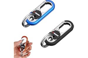 WAPSAT Key Chains Men, 2024 Car Key Chain for Men, Anti-Loss Keychain with Double Keyrings, Quick Release Key Chain (2pcs,Black+Blue)