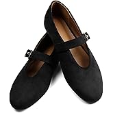 POYOIOR Mary Jane Shoes Women Ballet Flats with Buckle Strap Round Toe Wide Width Closed Toe Flats for Women Dressy