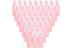 ROMROC 42PCS Refillable Travel Bottles Soap Dispenser Foam Pump Bottle 1oz/30ml for Hand Sanitizer Lash Cleanser Shampoo Liquid （Pink）