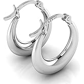 TURQNTAUPE Silver Hoop Earrings for Women, Hypoallergenic Sterling Hoops Earrings for Womens, Chunky Cute Jewelry for Sensitive Ears, Shrimp Hoop Earings for girls Everyday Wear