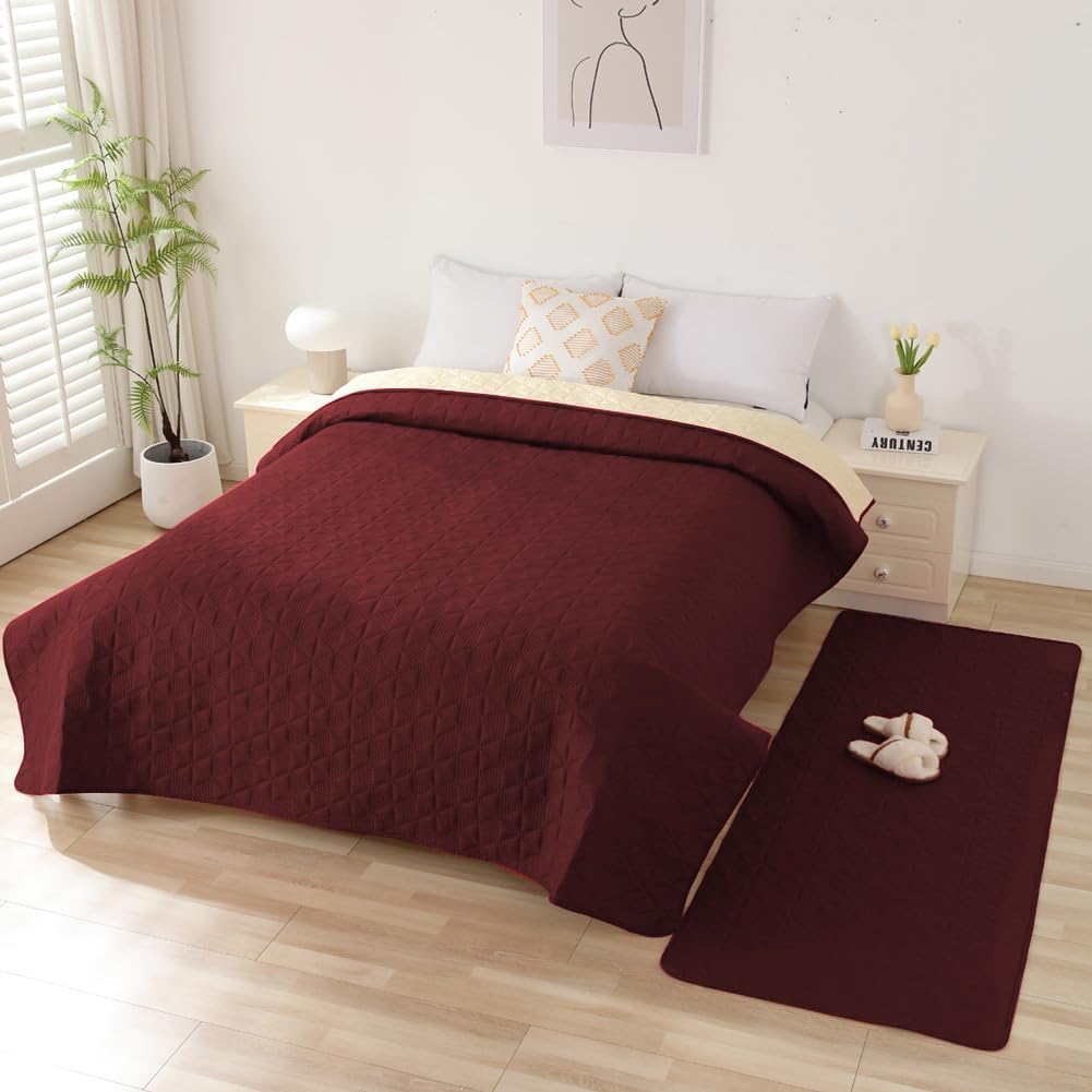 Taiyang 100% Waterproof Dog Sofa Cover & Blanket, Pet Bed Protector, Furniture Guard for Kids, Dogs, Cats (Wine Red, 208-208cm)