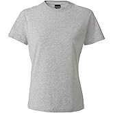 Hanes SL04 Women’s Perfect-T Shirt, Cotton Blend, Lightweight 4.5 oz, Pre-Shrunk, Contoured Fit, Tear-Away Label, Sustainable, Soft & Durable Tee, 5XL, Light Steel
