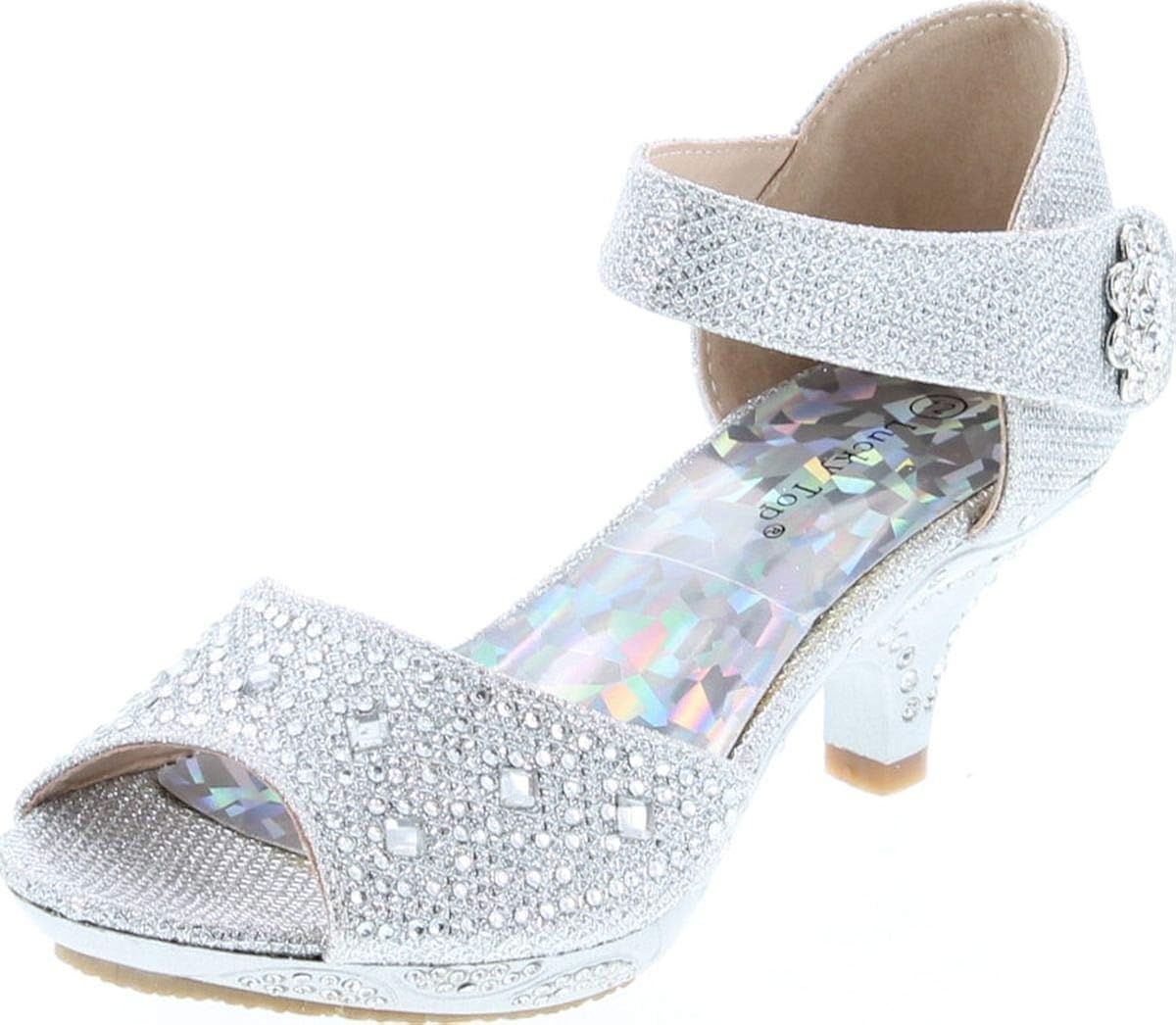 Amazon.com | Lucky Top Tawny 1K Little Girls Rhinestone Heel Platform Dress Sandals | Sandals