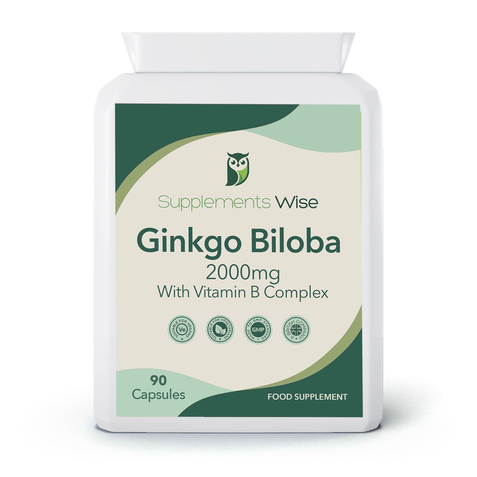 Ginkgo Biloba Capsules 90 x 2000mg - Dizziness and Vertigo Treatment - Focus Tablets, Concentration Pills for Brain, Memory - Blood Circulation -Ginkgo Biloba Herbal Supplements with Vitamin B Complex