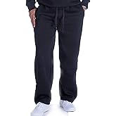 Mens Fleece Sweatpants Open Bottom Joggers Straight Leg Running Casual Loose Fit Athletic Pants with Pockets