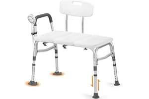 TABEKE Tub Transfer Bench for Bathtub, Tool Free Assembly Shower Chair with Backrest & Armrest, Height Adjustable Shower Bench, Shower Seat for Elderly and Disabled-500lb