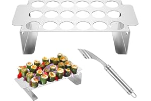 Abizarch 2Pcs Jalapeno Poppers Rack for Grill with Pepper Corer Tool, 18 Holes Poppin Popper holder jalapeños Vooker Pepper Grilling Rack, Stainless Steel Chili Roasting Rack BBQ Pepper Holder