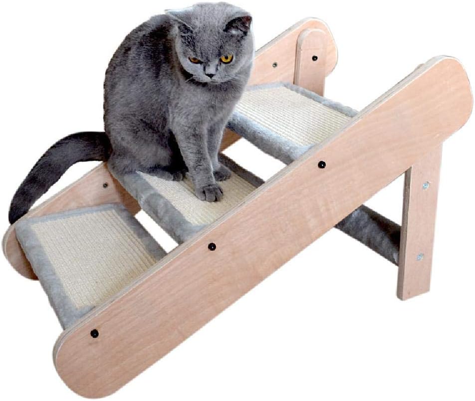 MKLI Folding Cat Climbing Ladder Dog Stairs Sisal Cloth Wearresistant